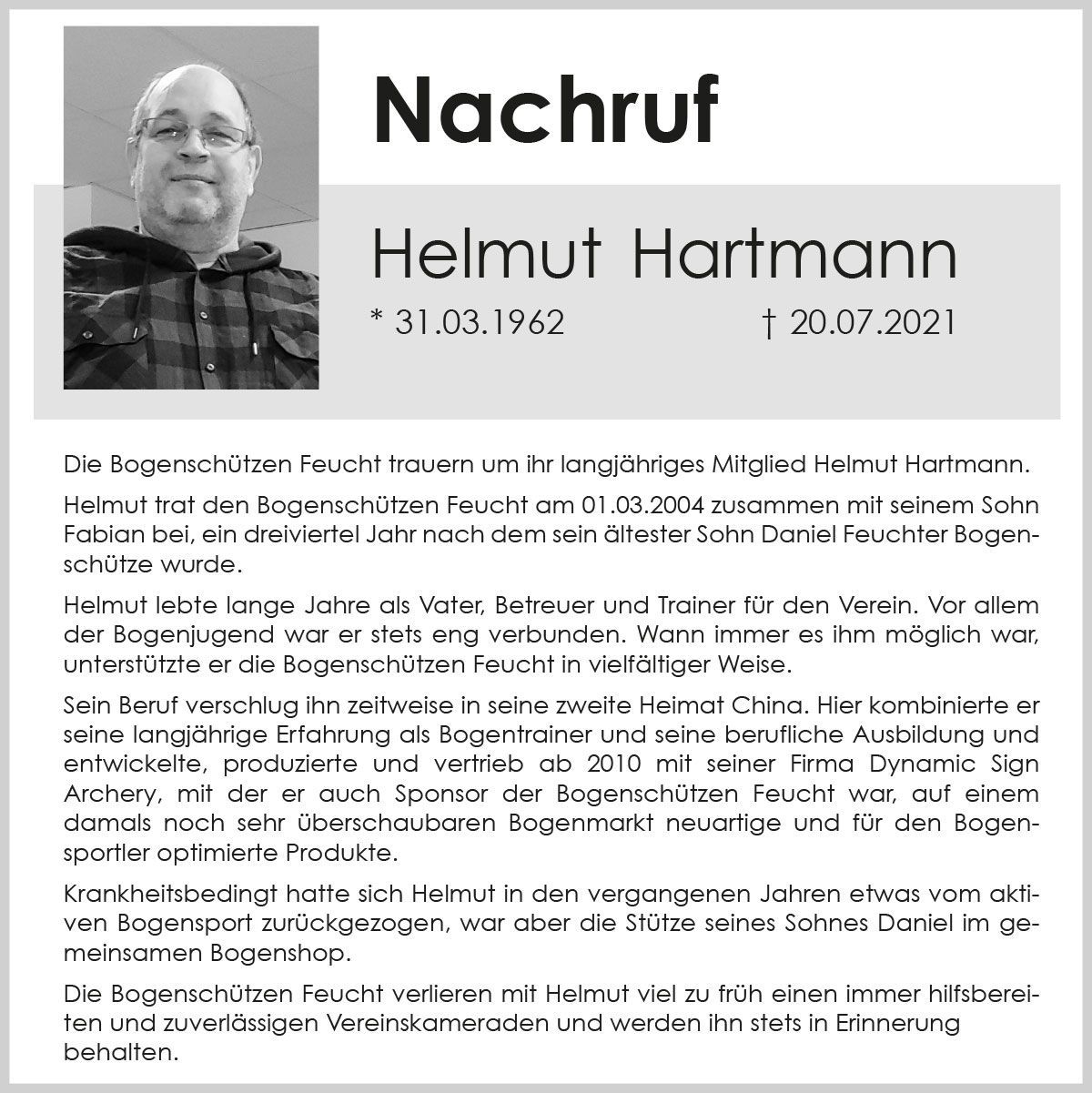Nachruf Helmut Hartmann